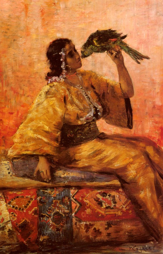 A Moroccan Beauty Holding A Parrot