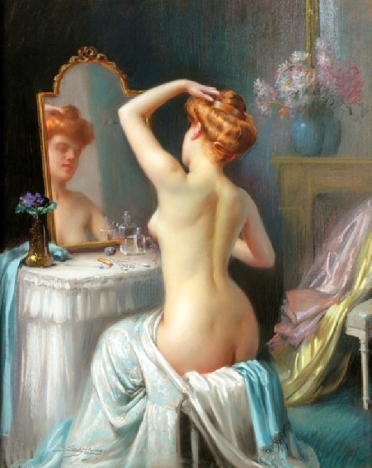 A Nude Seated at a Dressing Table