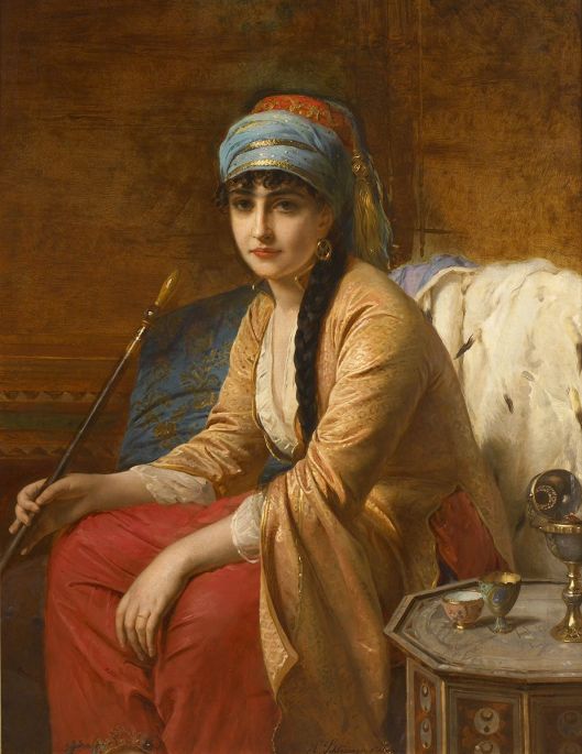 Turkish woman and chibouk - 1890